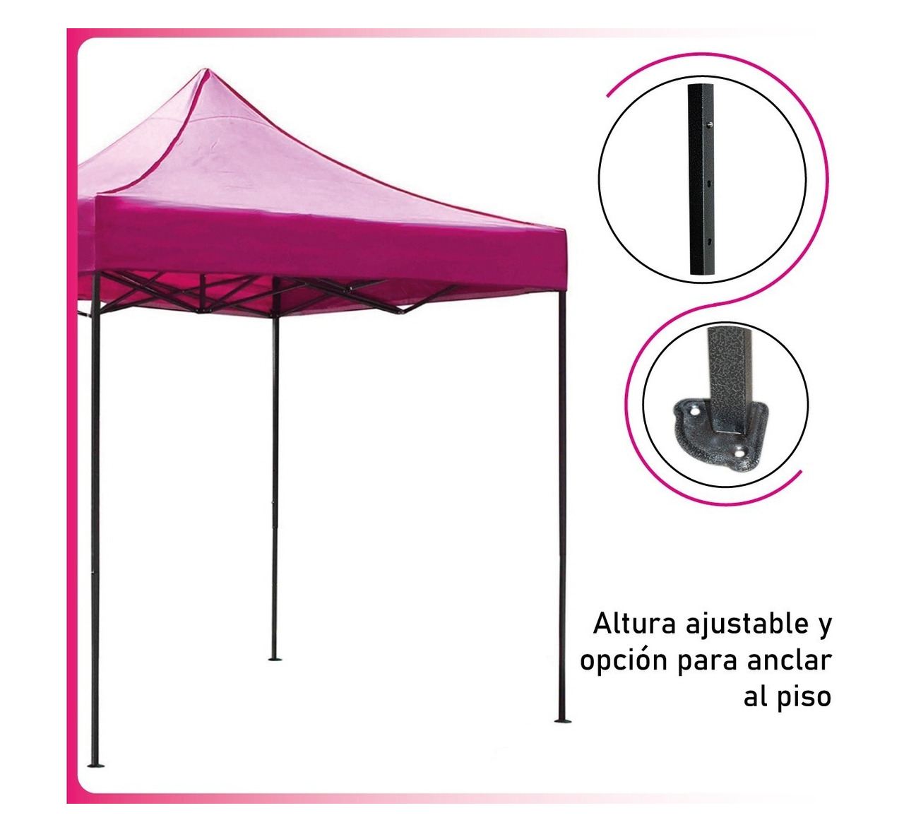 Foto 3 pulgar | Toldo Carpa 3x3 Jardimex Mkz-carpa3x3rosa Rosa