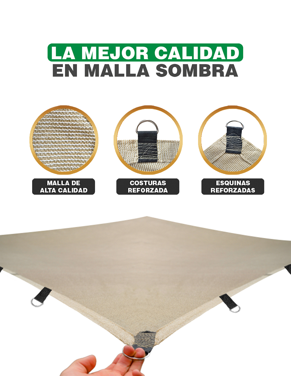 Foto 3 pulgar | Malla Sombra Hanlob color Beige Reforzada 4 x 4 m