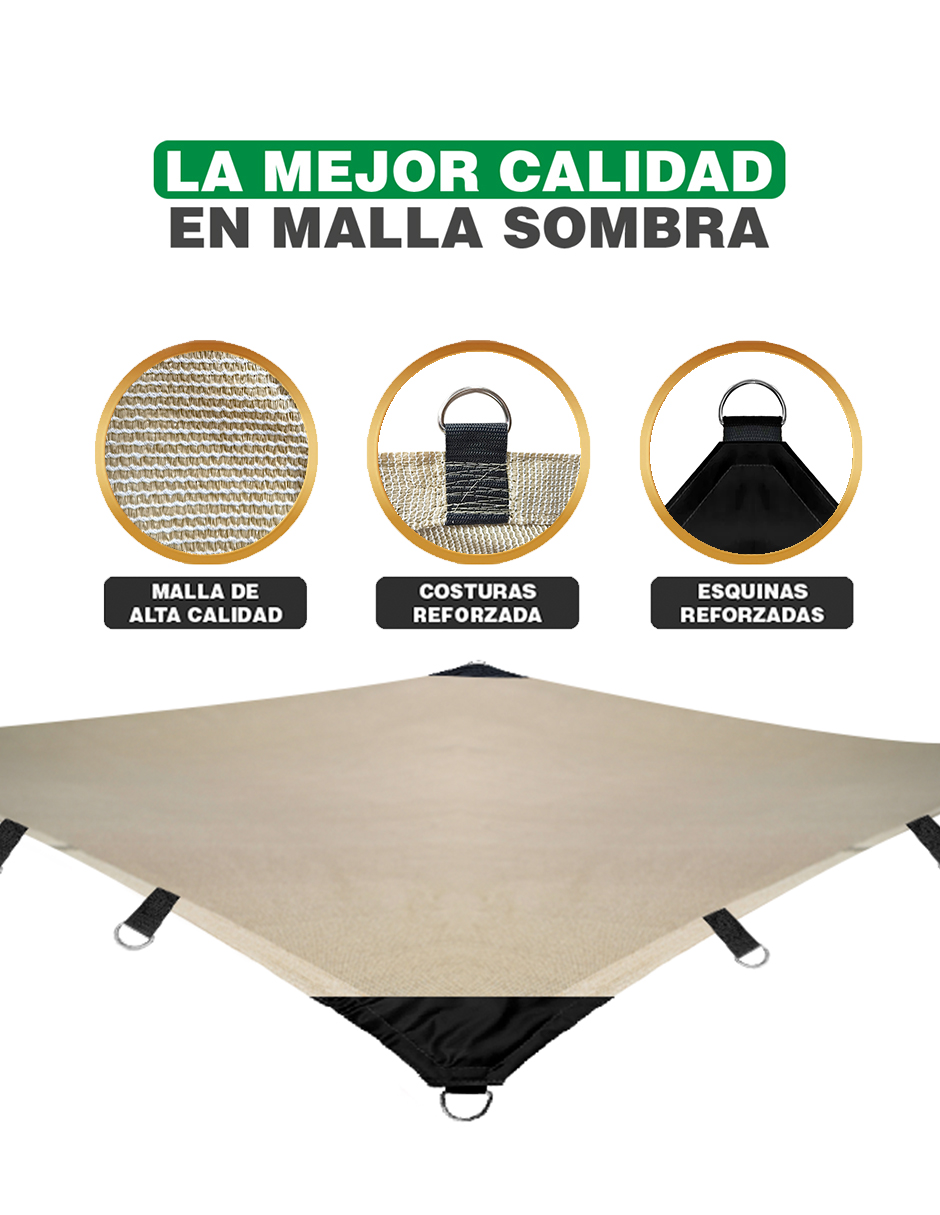 Foto 2 | Malla Sombra Hanlob color Beige Reforzada 2 x 2 m