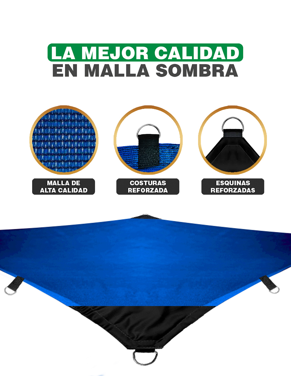 Foto 3 pulgar | Malla Sombra Hanlob Argollas Reforzadas color Azul 4 X 10 M Raschel 90% Extra Reforzada