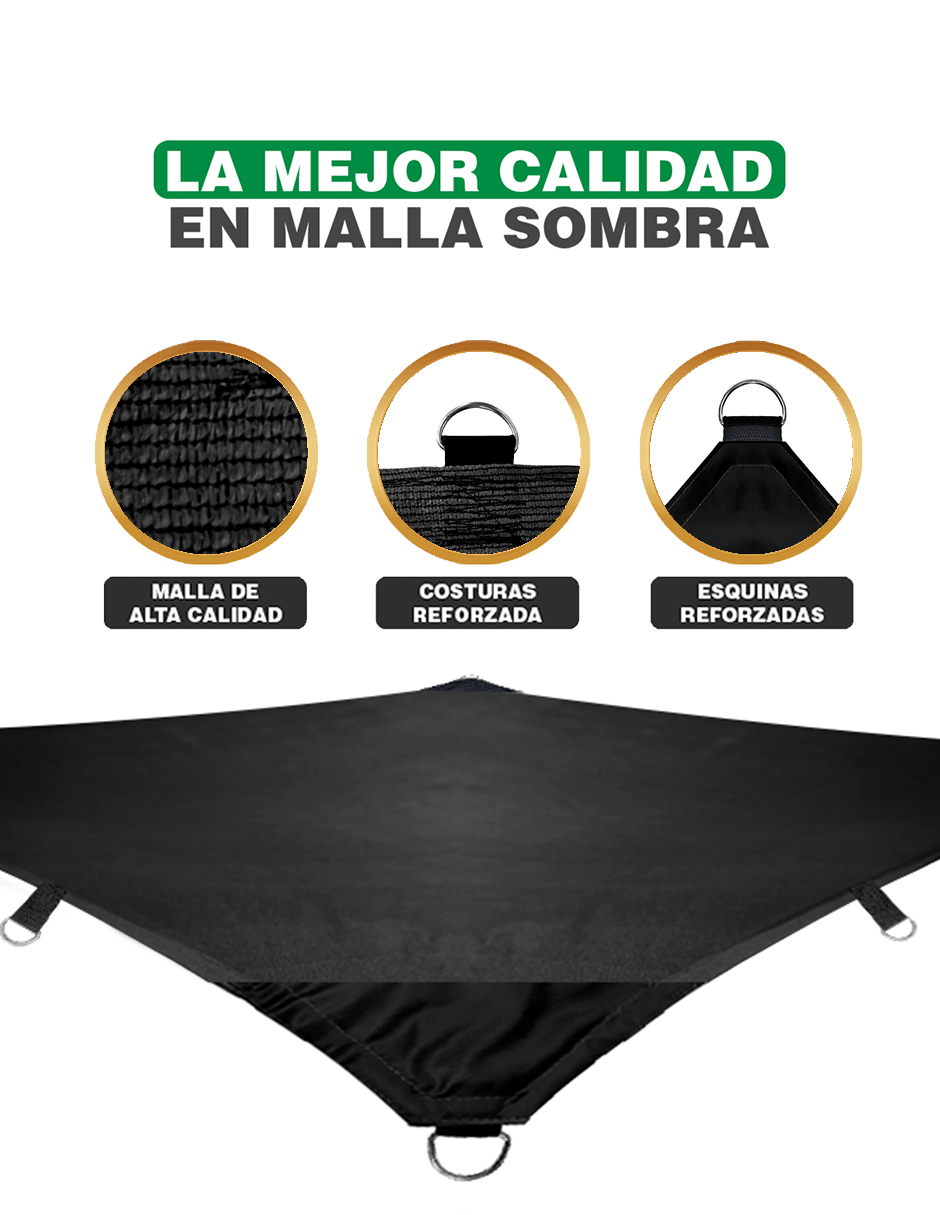 Foto 3 pulgar | Malla Sombra Hanlob color Negro Extrarreforzada 3 x 2 m