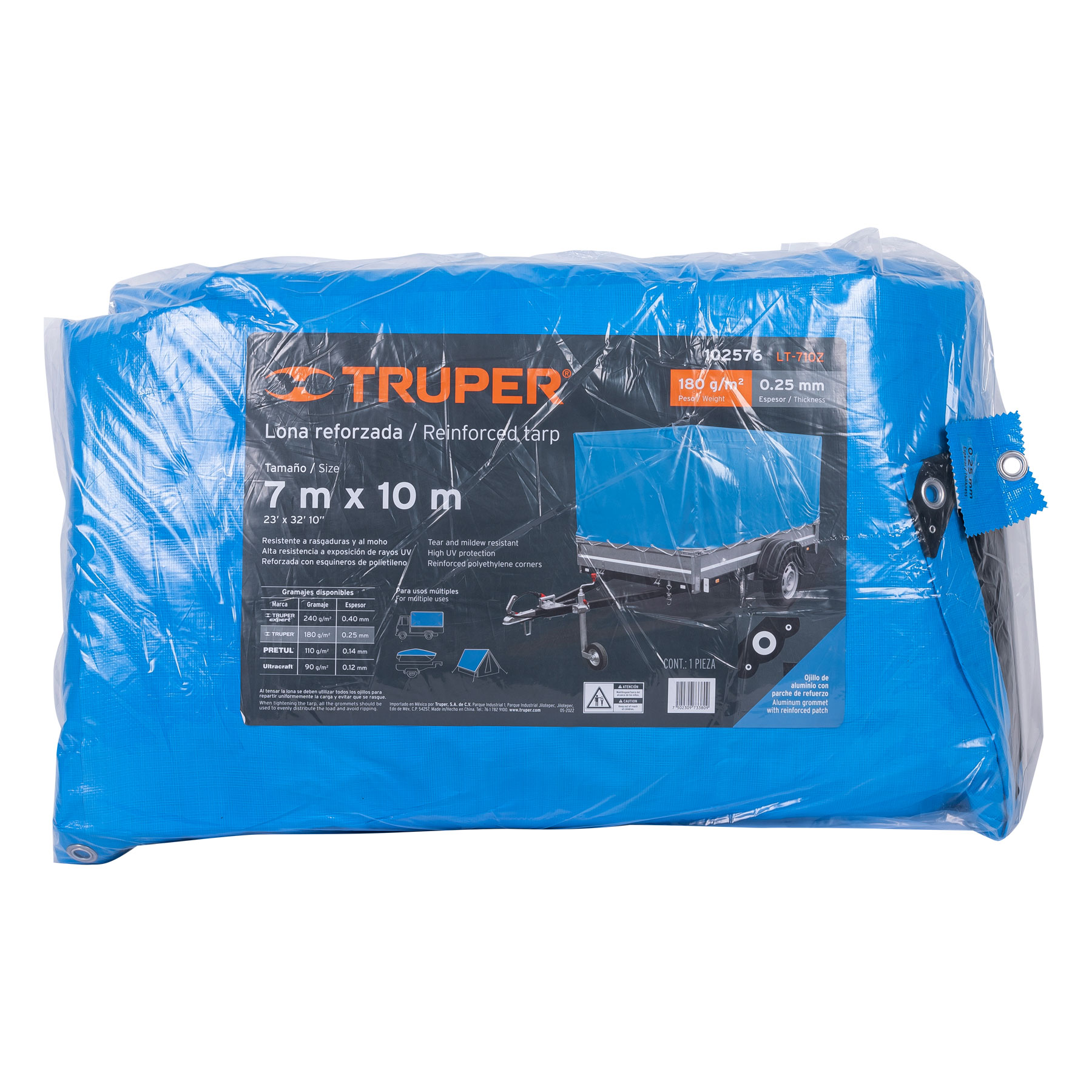 Lona Truper LT-710Z color Azul Reforzada 7 x 10 m