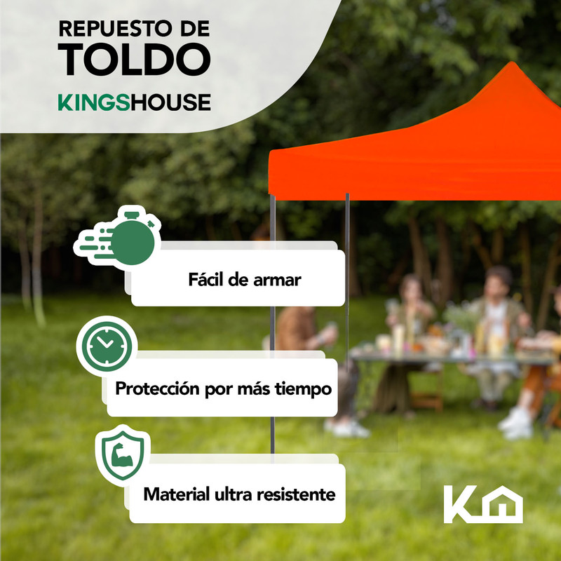 Foto 3 pulgar | Repuesto de Toldo KingsHouse 300508 color Naranja 2x2 Impermeable