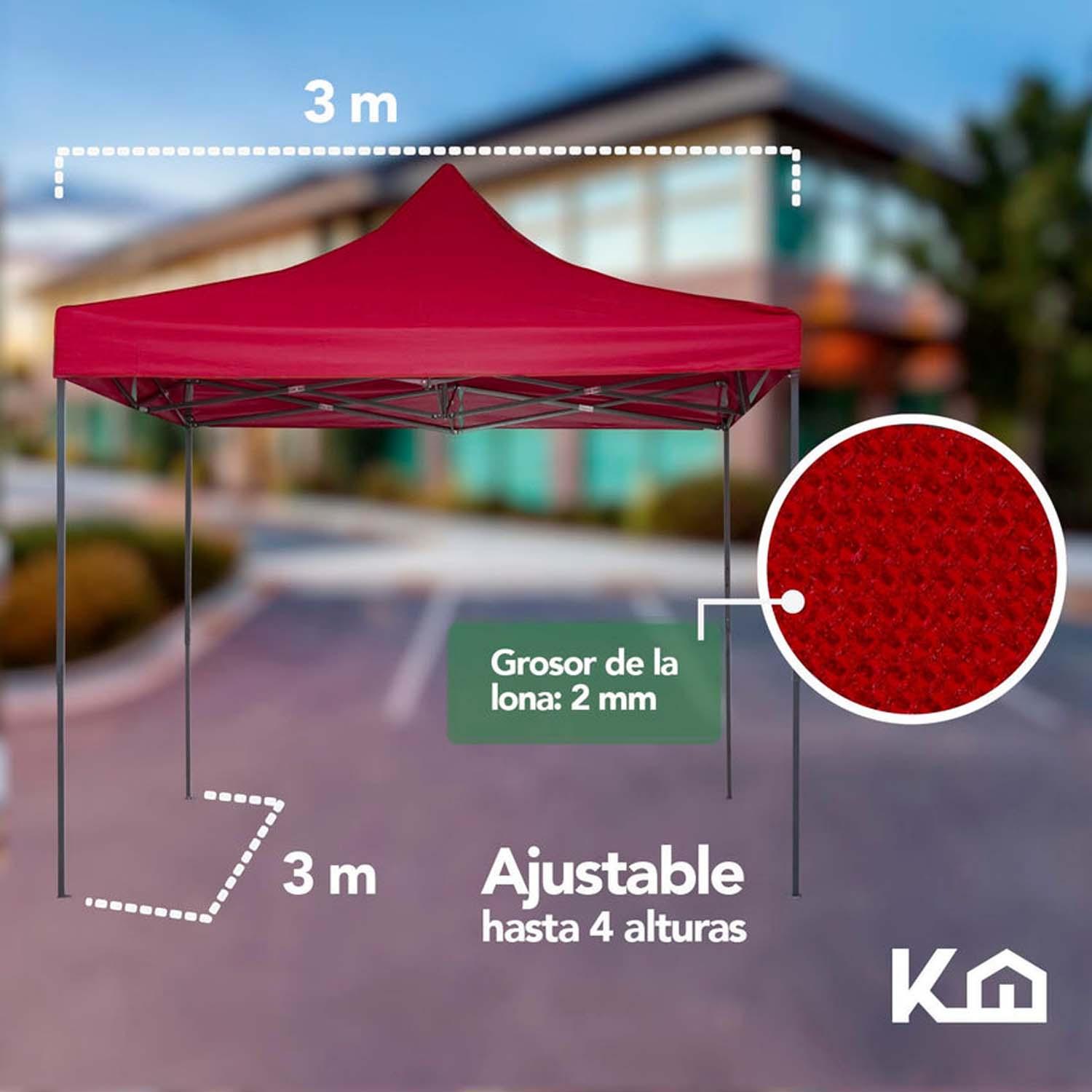 Foto 7 pulgar | Toldo Carpa Plegable KingsHouse 300456 color Rojo Reforzado más Bolsa Transportadora Jardín