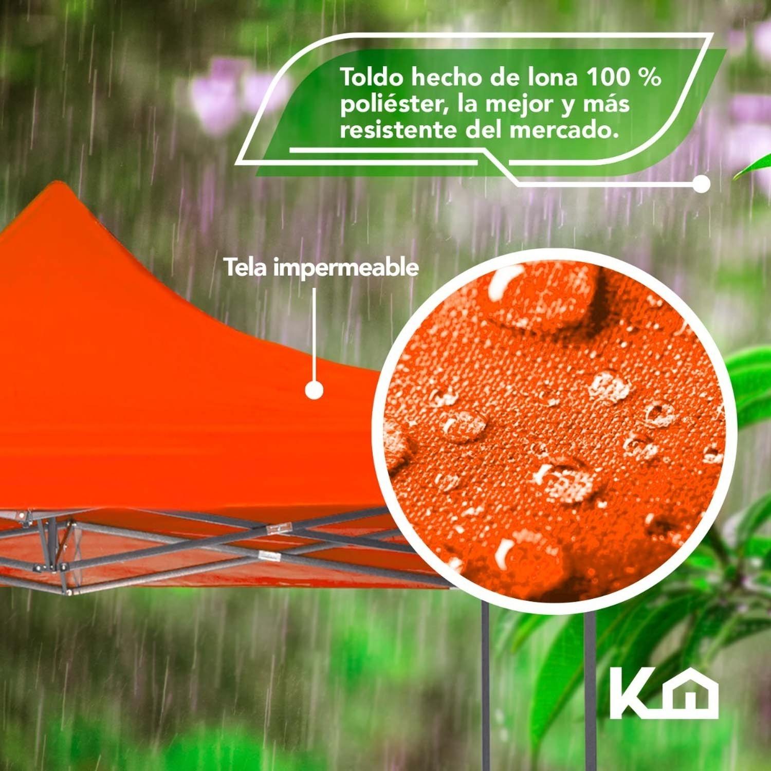 Foto 4 pulgar | Toldo Carpa Impermeable KingsHouse 300309 color Naranja Plegable Acero 2 X 2 M con Bolsa