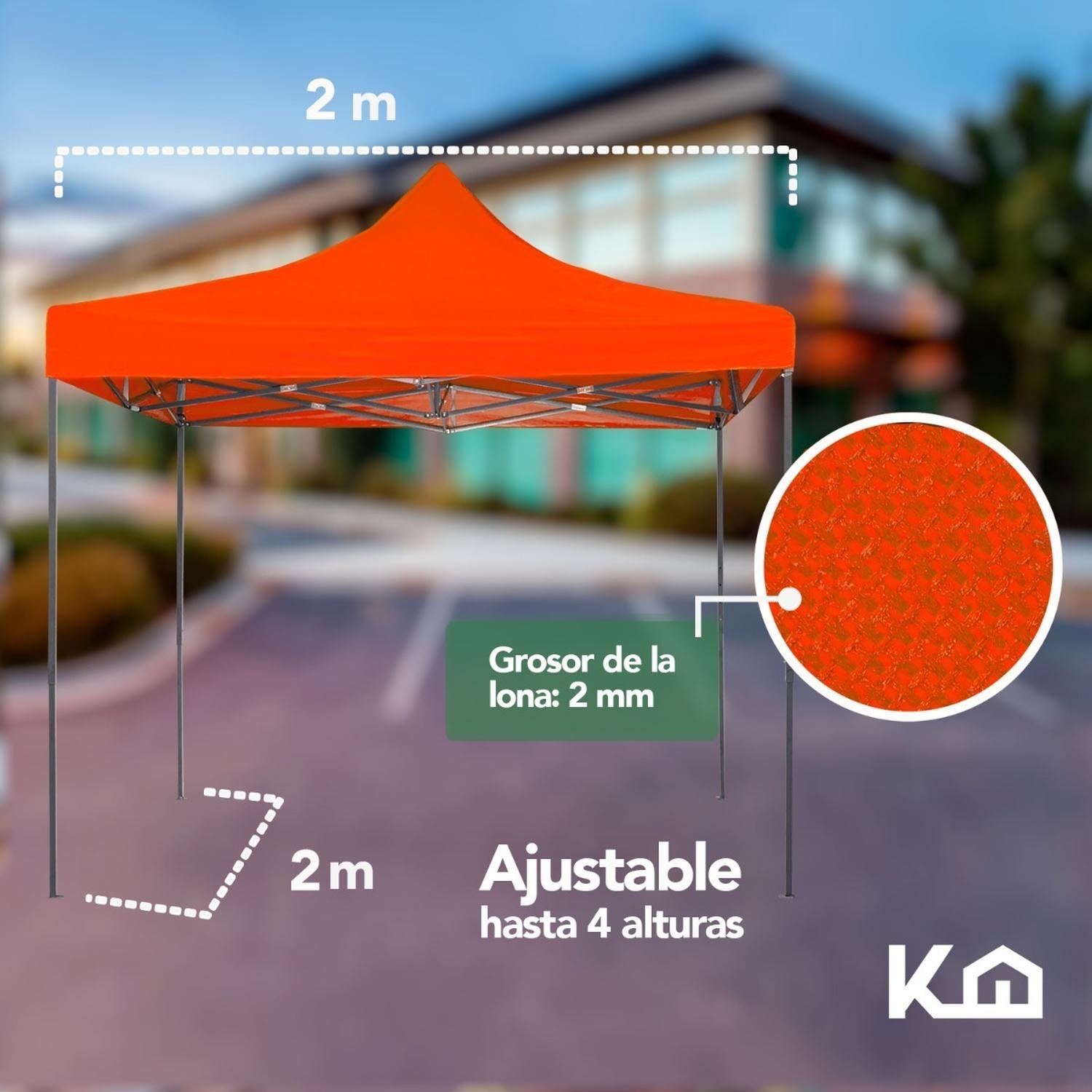 Foto 7 pulgar | Toldo Carpa Impermeable KingsHouse 300309 color Naranja Plegable Acero 2 X 2 M con Bolsa