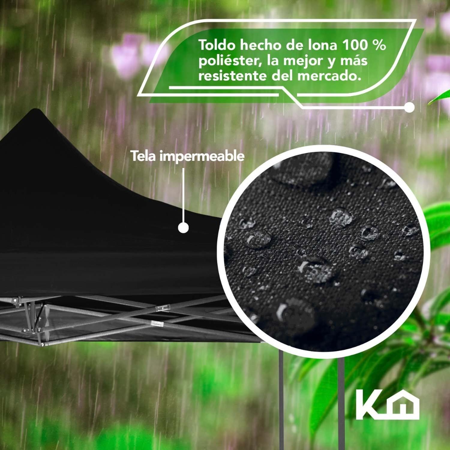 Foto 4 pulgar | Toldo Carpa Impermeable KingsHouse 300458 color Negro Plegable Acero 2 X 2 M  con Bolsa