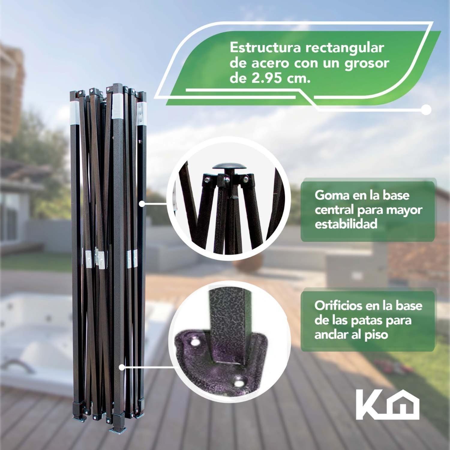 Foto 5 pulgar | Toldo Carpa Impermeable KingsHouse 300458 color Negro Plegable Acero 2 X 2 M  con Bolsa