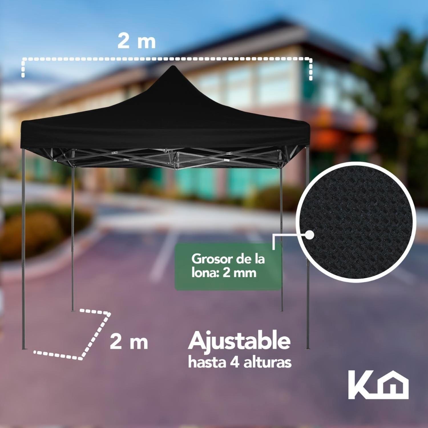 Foto 7 pulgar | Toldo Carpa Impermeable KingsHouse 300458 color Negro Plegable Acero 2 X 2 M  con Bolsa