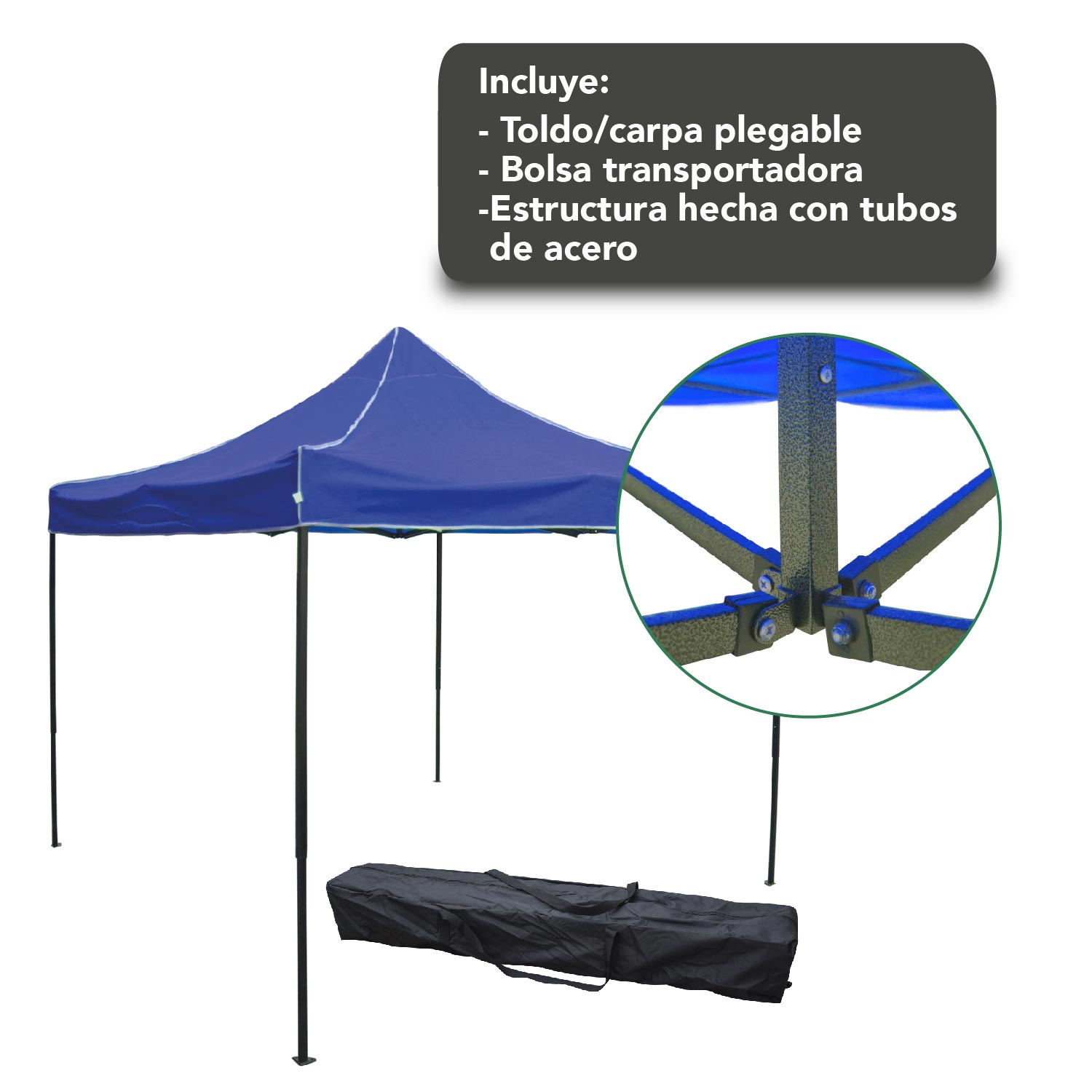 Foto 4 pulgar | Toldo Carpa Plegable KingsHouse 293410 color Azul Reforzado más Bolsa Transportadora Jardín