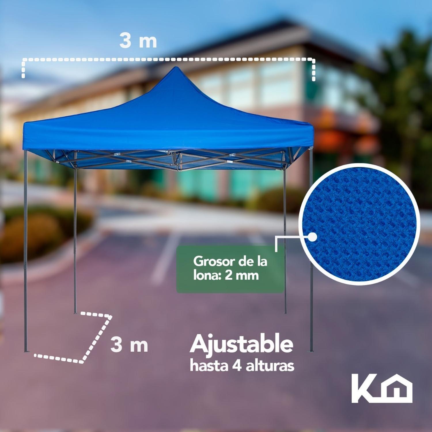 Foto 7 pulgar | Toldo Carpa Plegable KingsHouse 293410 color Azul Reforzado más Bolsa Transportadora Jardín