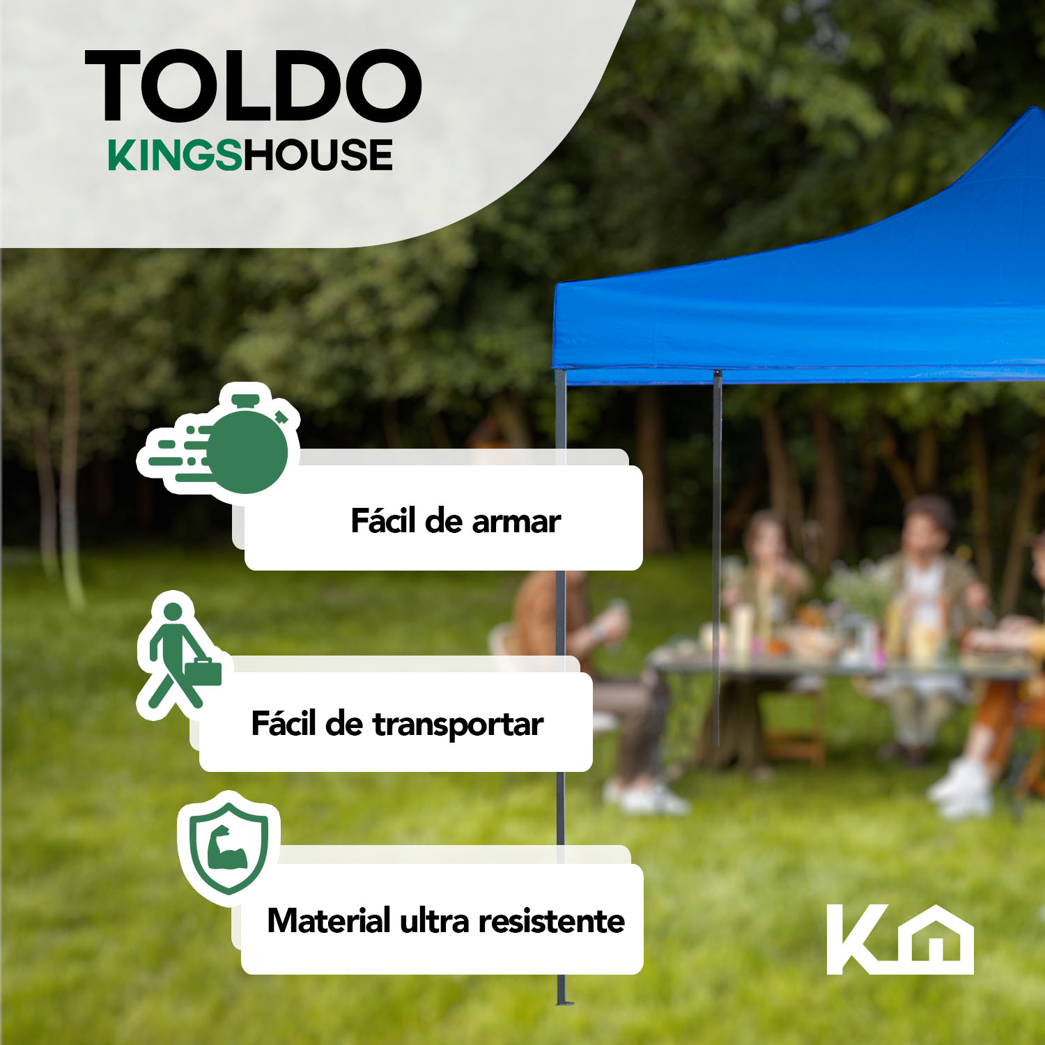 Foto 3 pulgar | Toldo Plegable KingsHouse 293421 color Azul 3x6 m