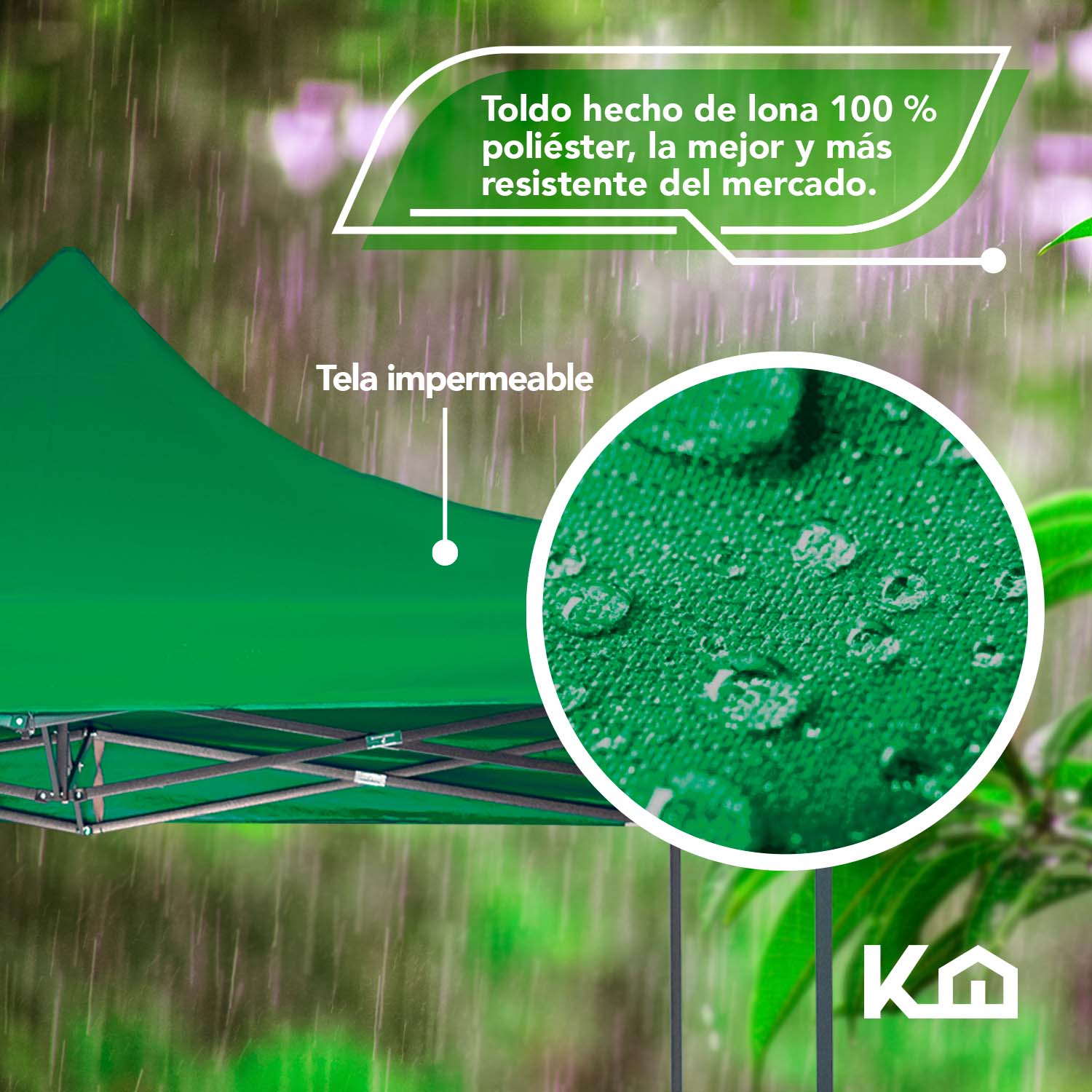 Foto 4 pulgar | Toldo Plegable KingsHouse 293412 color Verde 3x3 m + Bolsa Transportadora