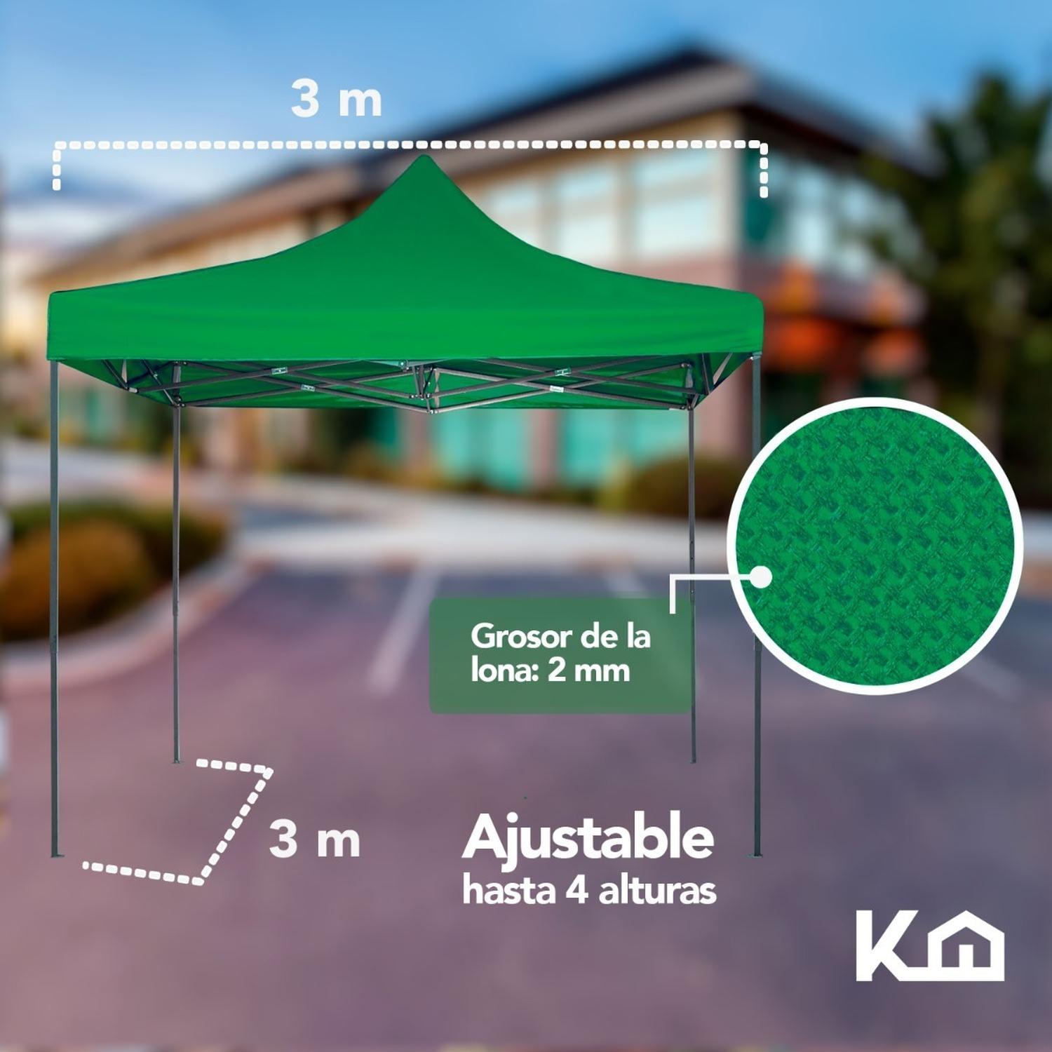 Foto 7 pulgar | Toldo Plegable KingsHouse 293412 color Verde 3x3 m + Bolsa Transportadora