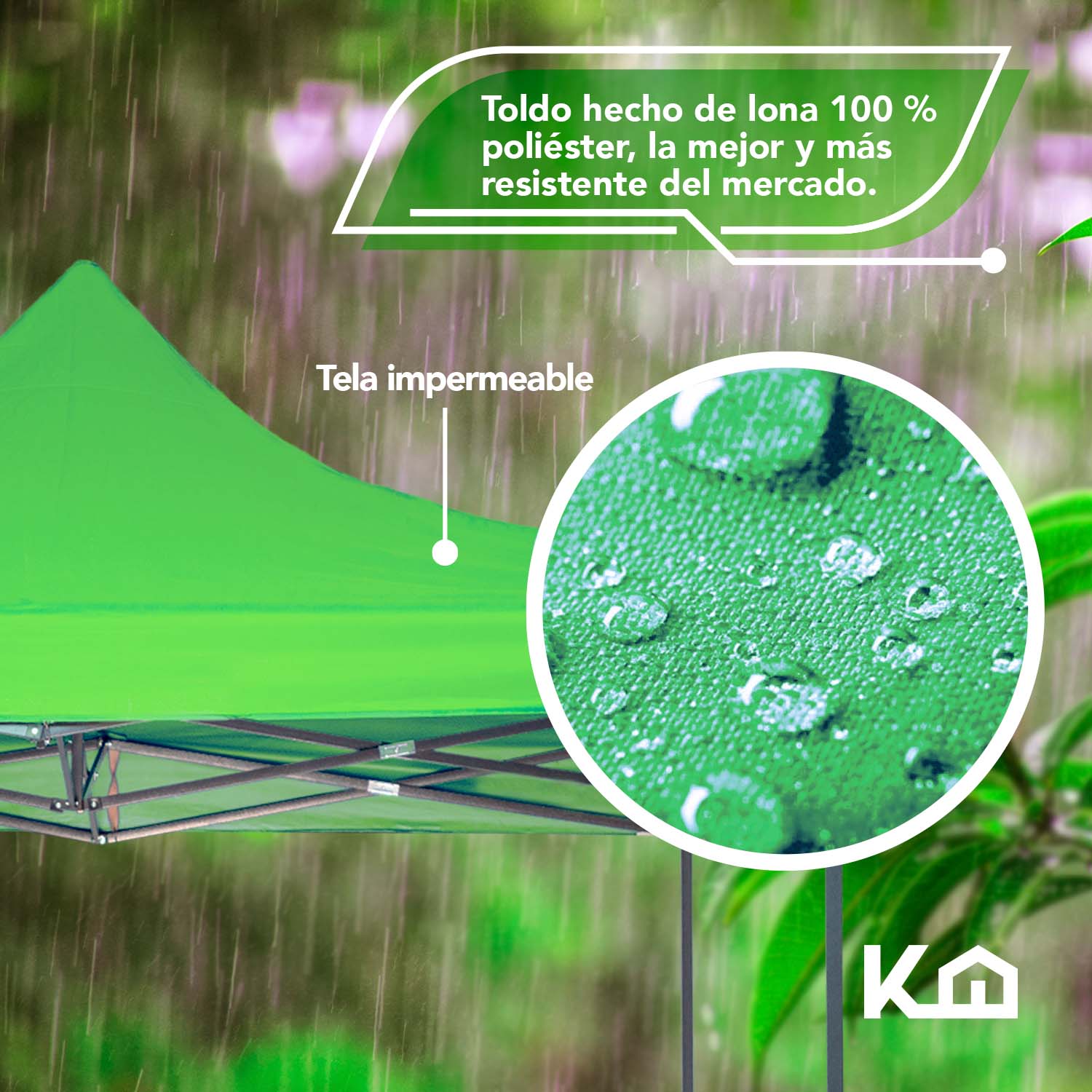 Foto 4 pulgar | Toldo Plegable KingsHouse 293416 color Verde 3x4.5 m + Bolsa de Transporte