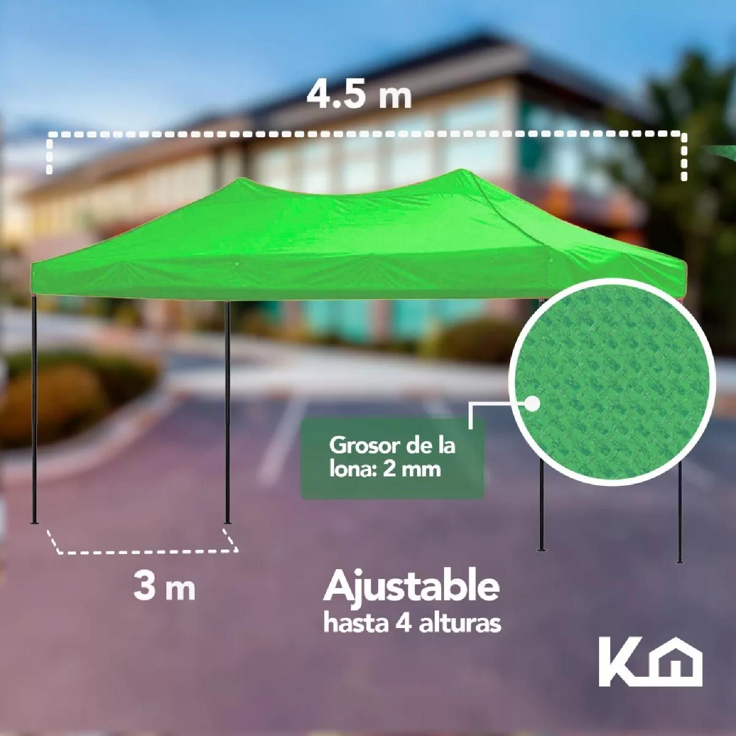 Foto 7 pulgar | Toldo Plegable KingsHouse 293416 color Verde 3x4.5 m + Bolsa de Transporte