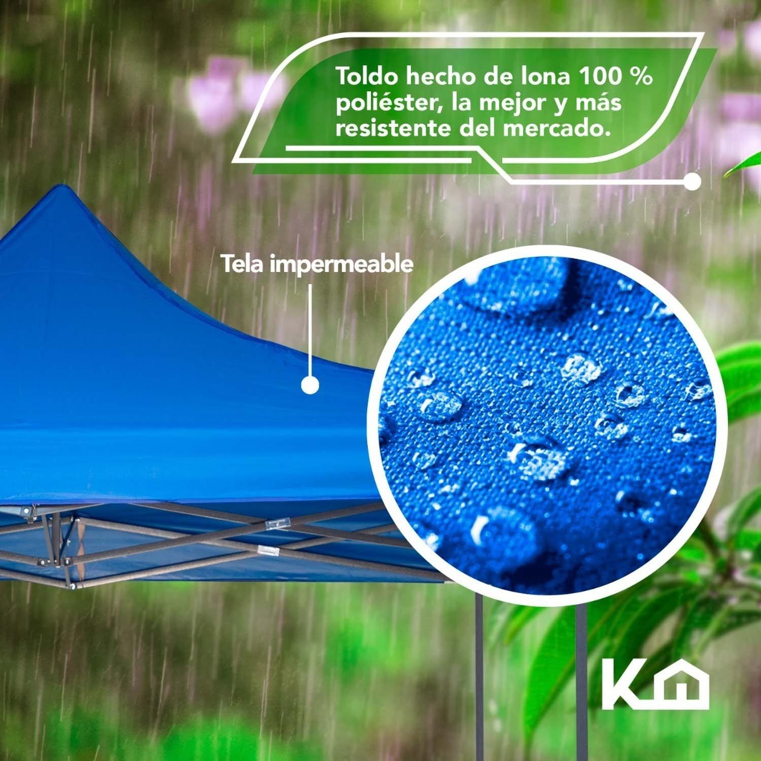 Foto 4 pulgar | Toldo Carpa Impermeable Plegable Acero 2x2 M Bolsa color Azul