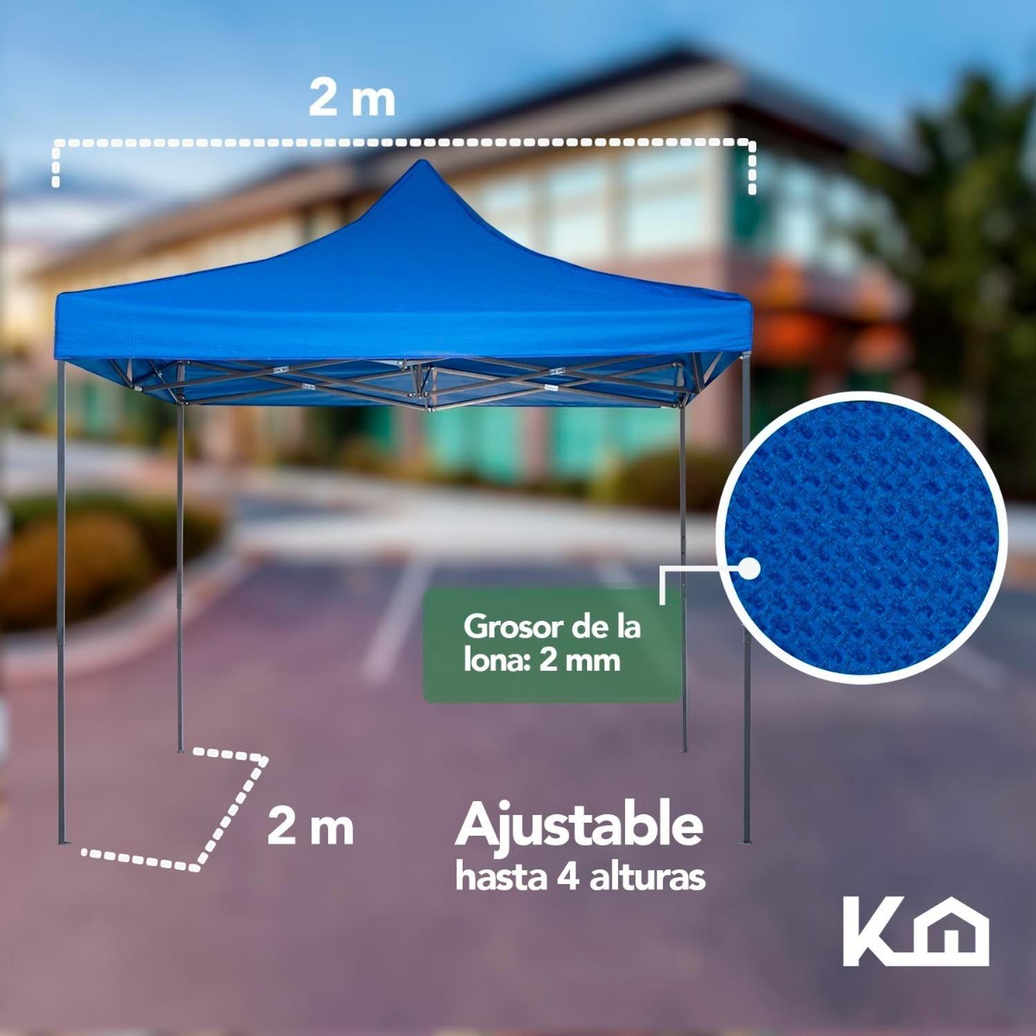 Foto 7 pulgar | Toldo Carpa Impermeable Plegable Acero 2x2 M Bolsa color Azul