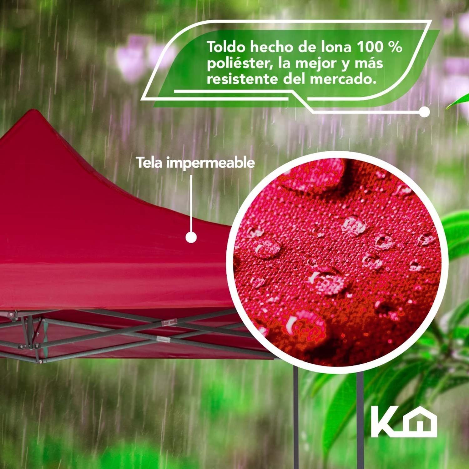 Foto 4 pulgar | Toldo Plegable KingsHouse 300454 color Rojo 2x2 m