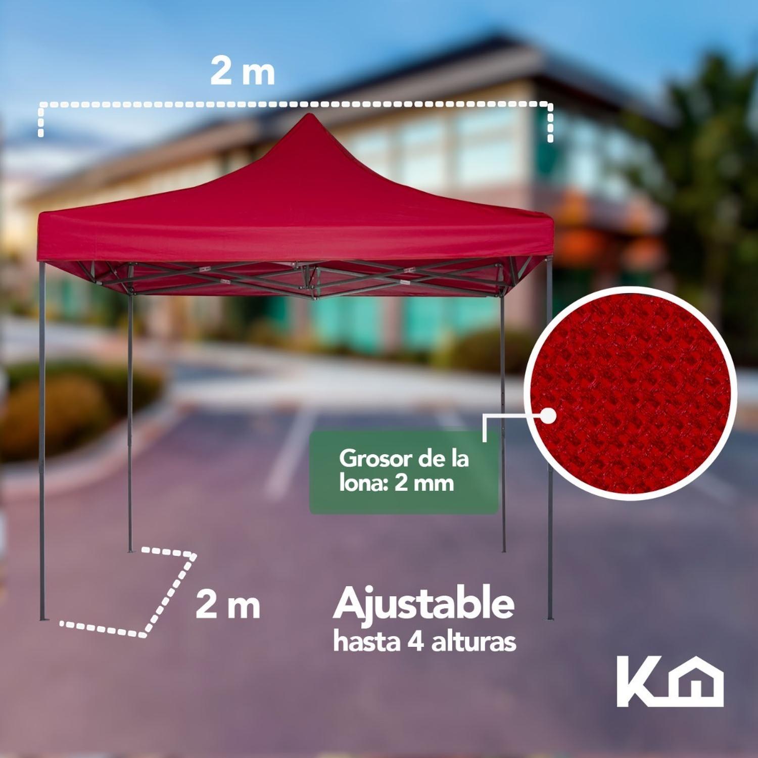 Foto 7 pulgar | Toldo Plegable KingsHouse 300454 color Rojo 2x2 m