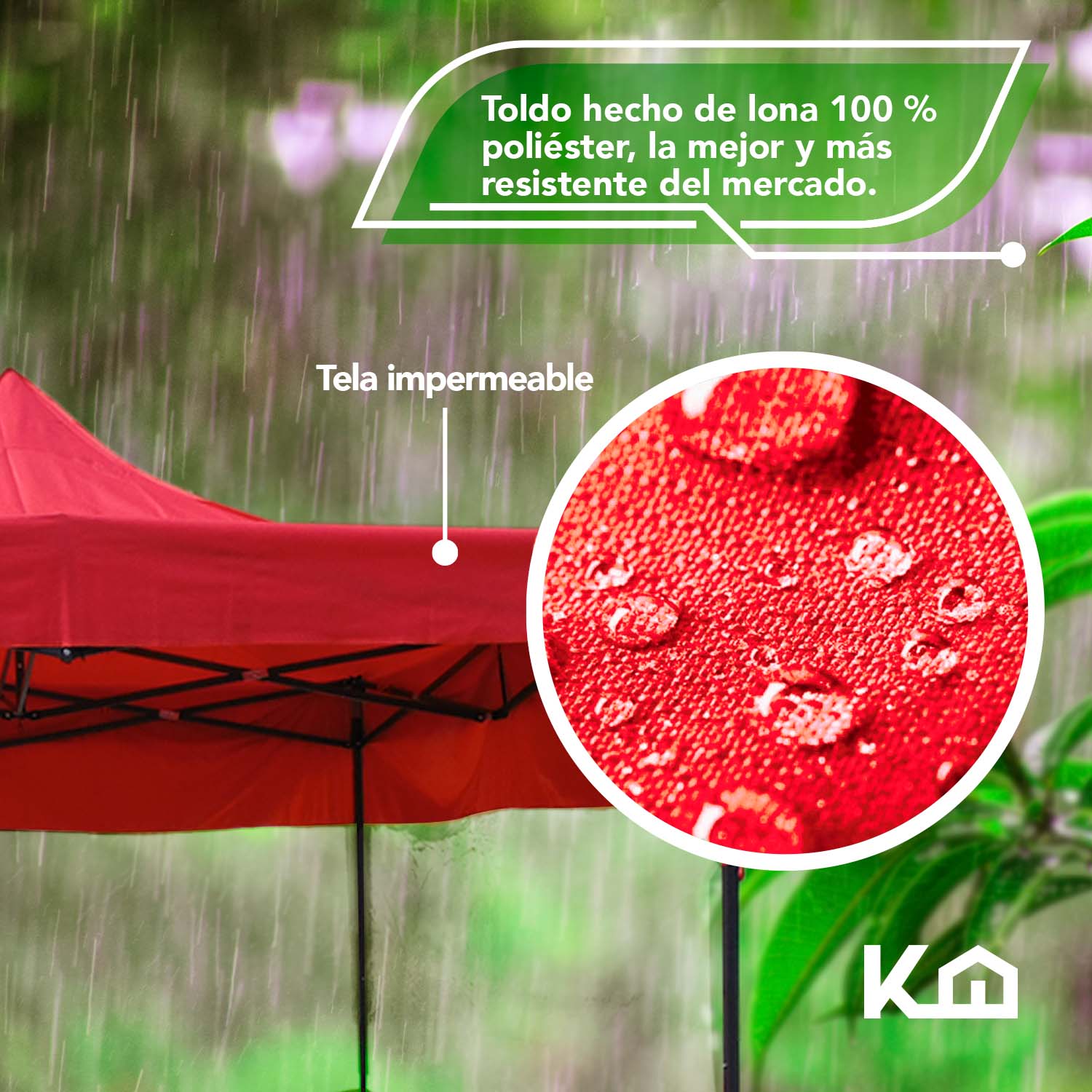 Foto 3 | Toldo Plegable KingsHouse 300313 color Rojo con Pared Transparente 3x3 m
