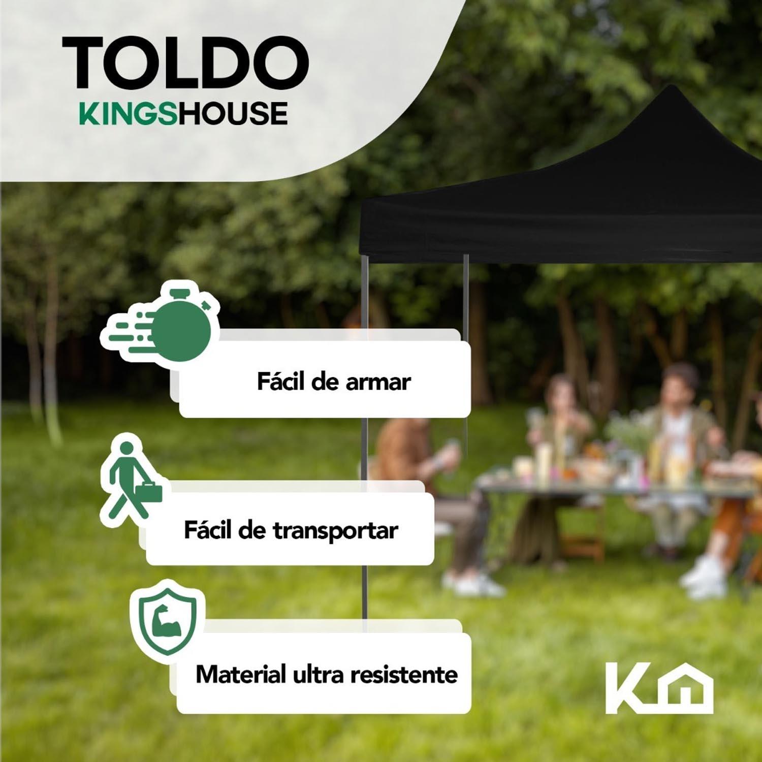 Foto 3 pulgar | Toldo Plegable KingsHouse 293414 color Negro 3x3 m + Bolsa Transportadora