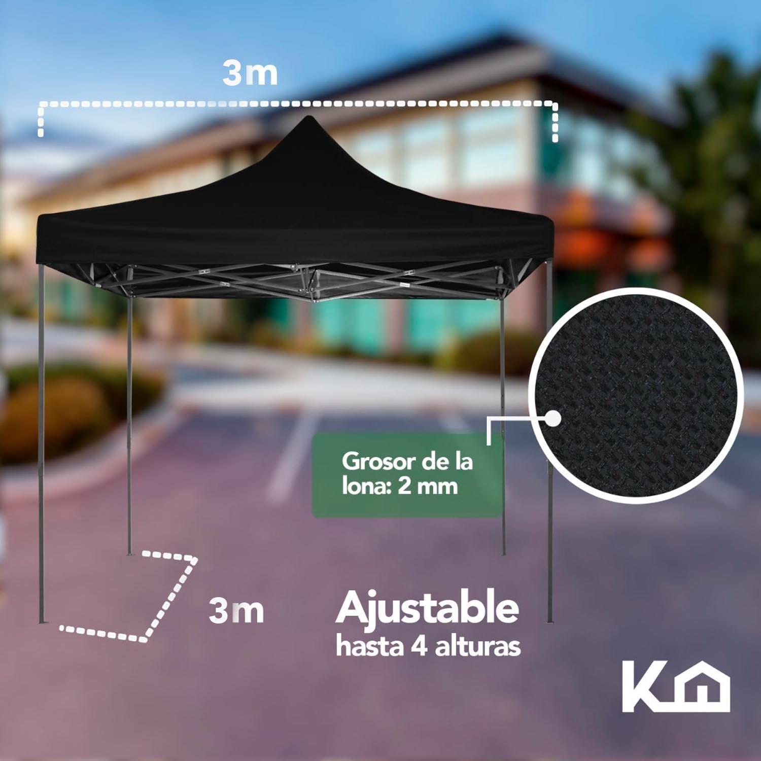 Foto 6 pulgar | Toldo Plegable KingsHouse 293414 color Negro 3x3 m + Bolsa Transportadora