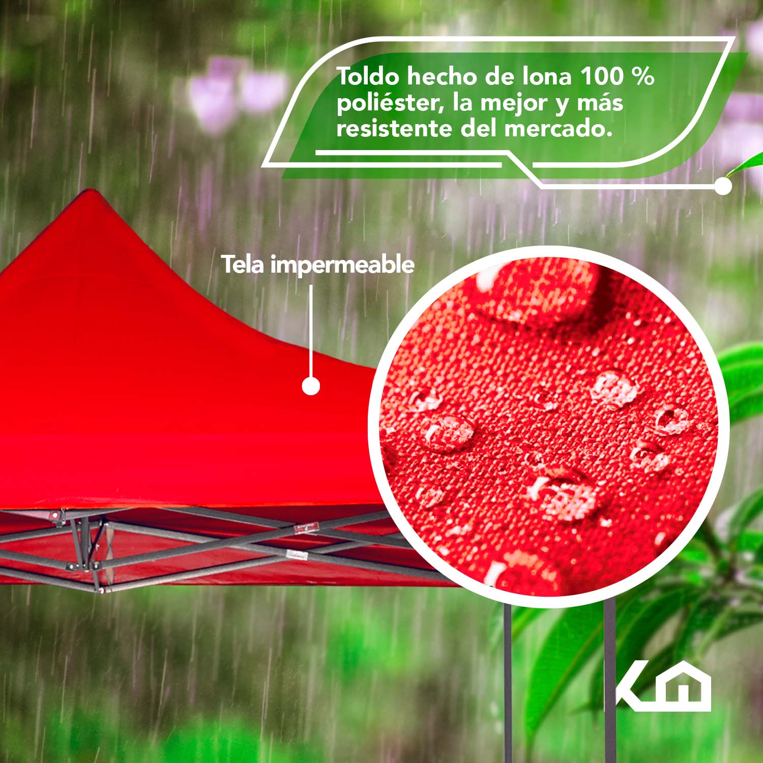 Foto 4 pulgar | Toldo Plegable KingsHouse 300125 color Rojo 3x4.5 m + Bolsa Transporte