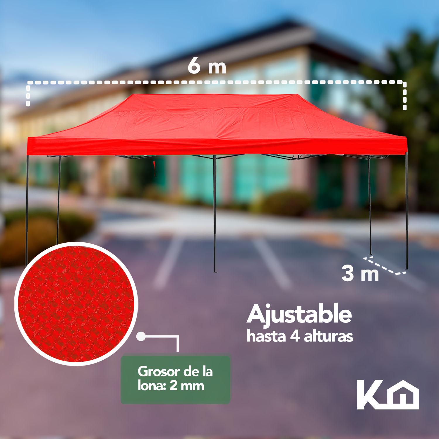 Foto 7 pulgar | Toldo Plegable KingsHouse 300125 color Rojo 3x4.5 m + Bolsa Transporte