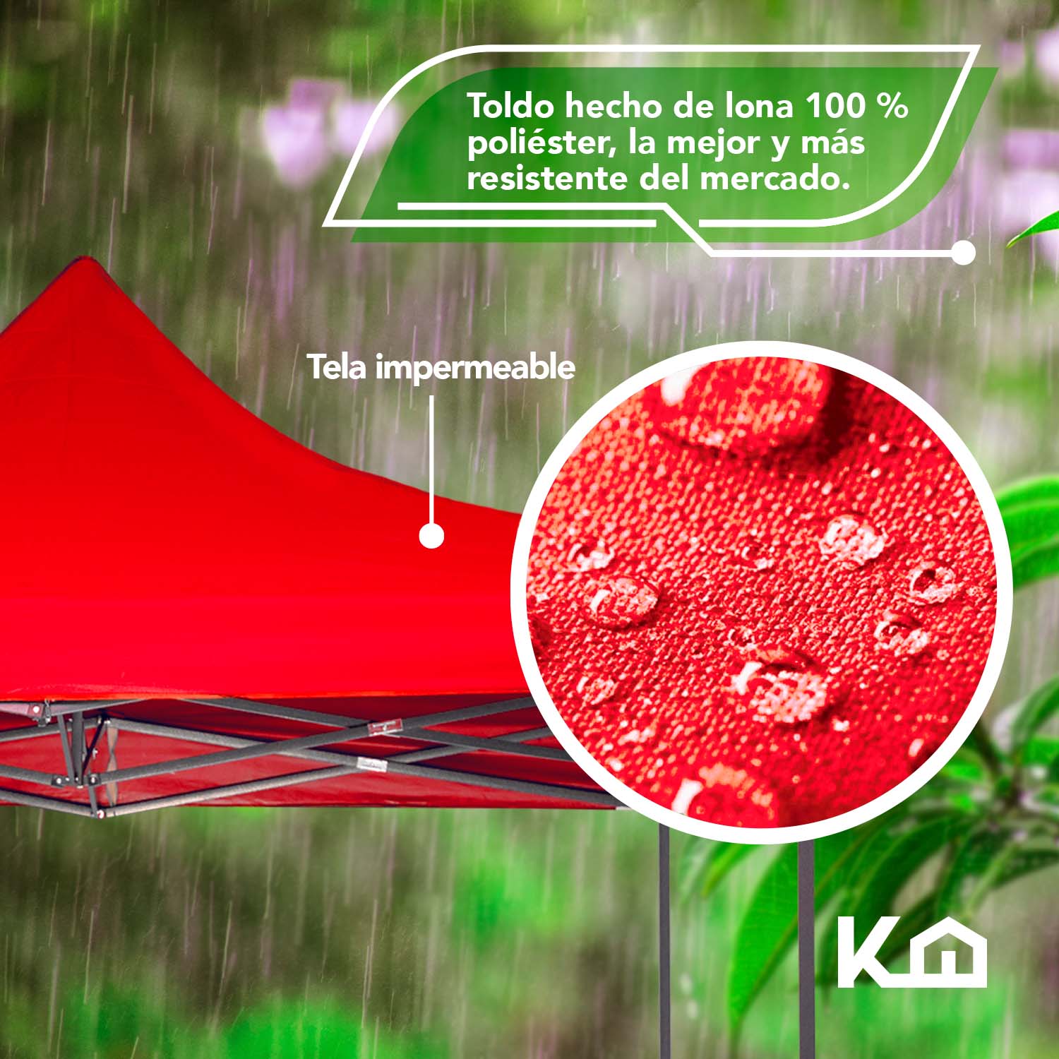 Foto 4 pulgar | Toldo Carpa Impermeable Plegable Acero KingsHouse 2x2 M Bolsa color Rojo