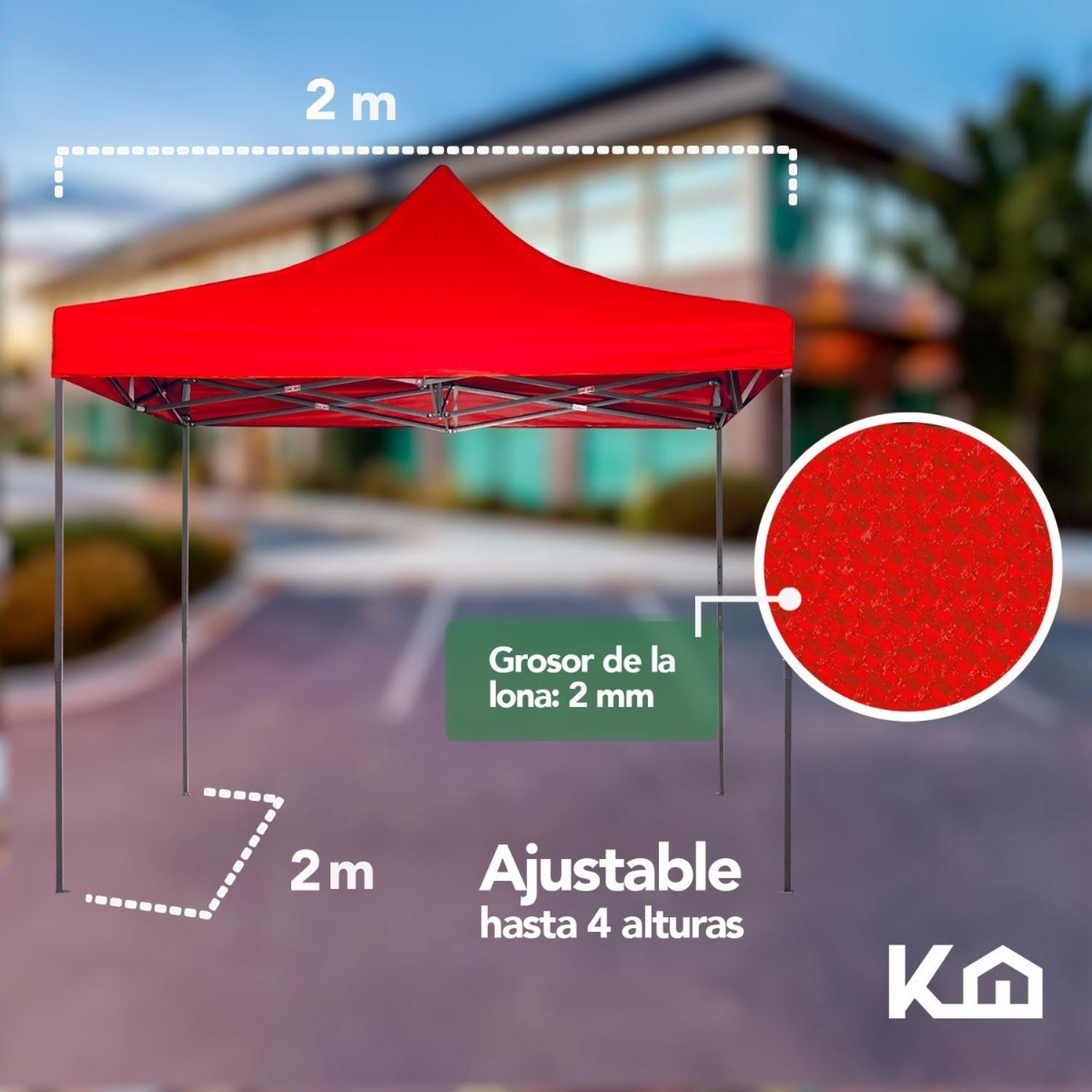 Foto 7 pulgar | Toldo Carpa Impermeable Plegable Acero KingsHouse 2x2 M Bolsa color Rojo