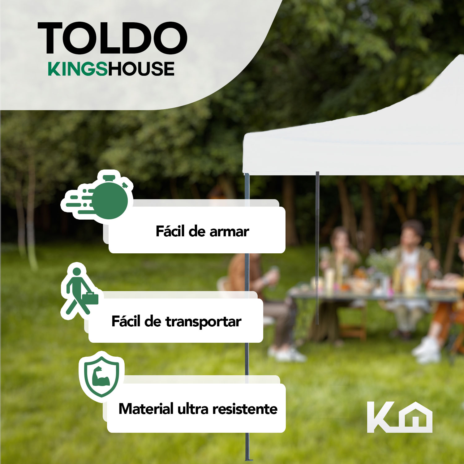 Foto 3 pulgar | Toldo Plegable KingsHouse 293422 color Blanco 3x6 m