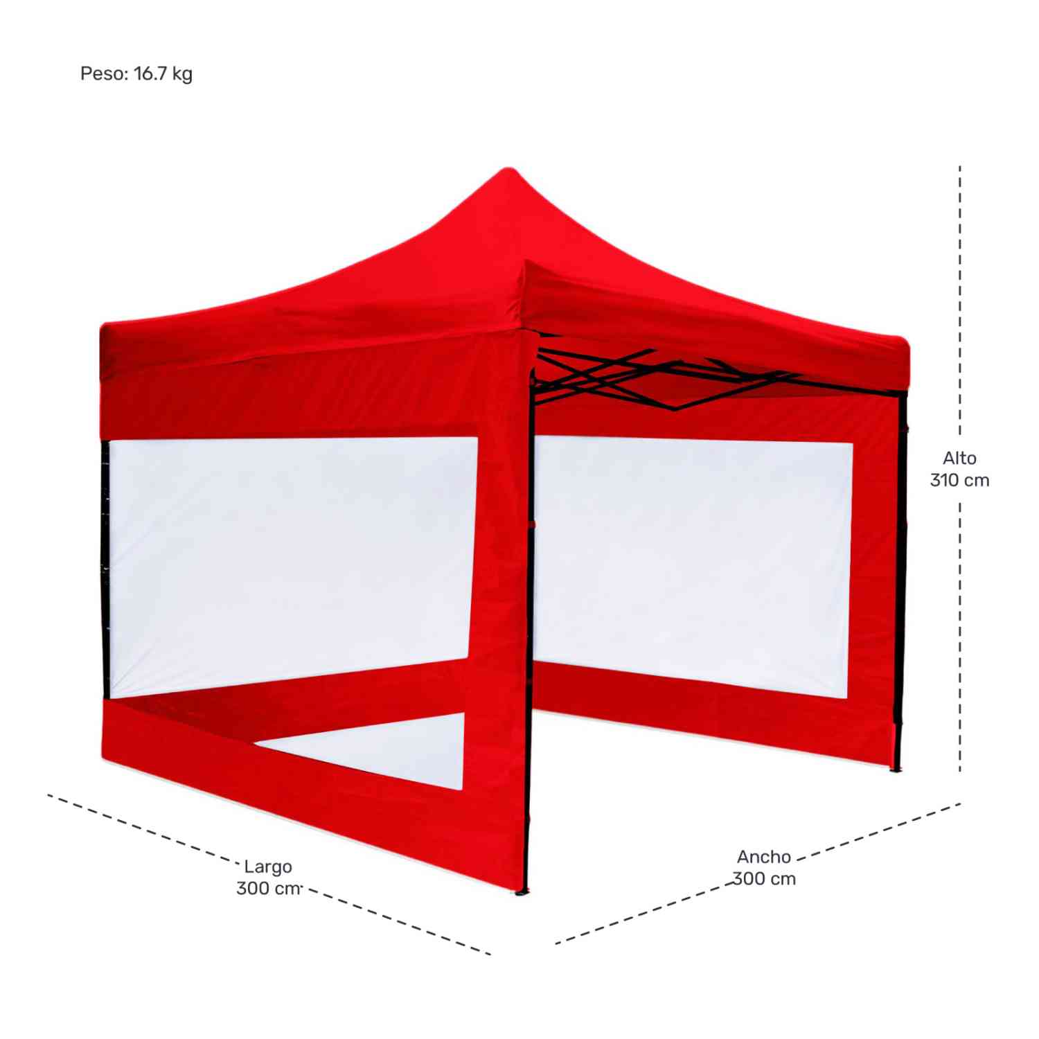 Foto 9 pulgar | Toldo Jardimex Plegable color Rojo