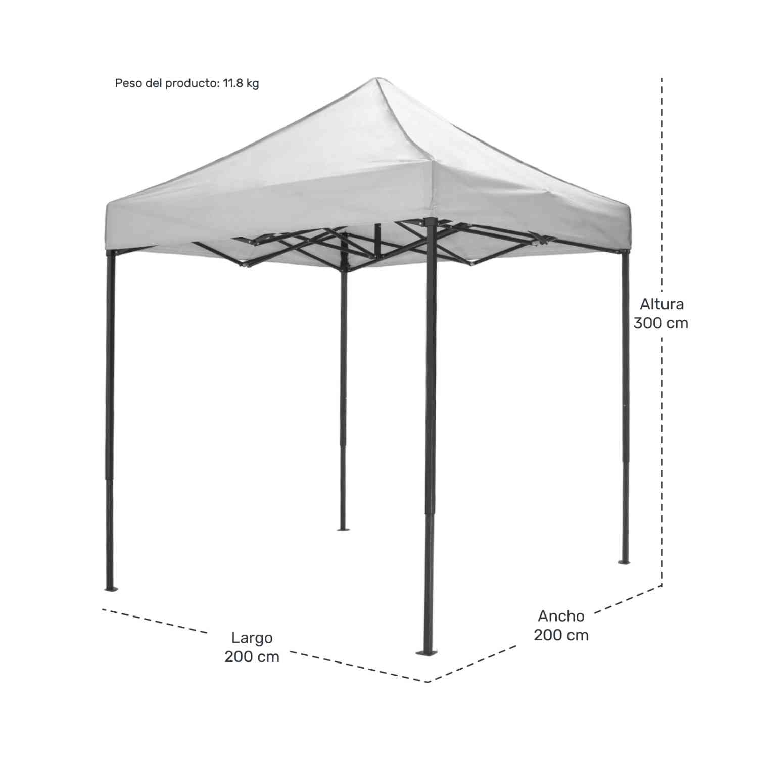 Foto 9 pulgar | Carpa Toldo 2x2 Plegable Jardimex con Maletín Impermeable 600d Blanco