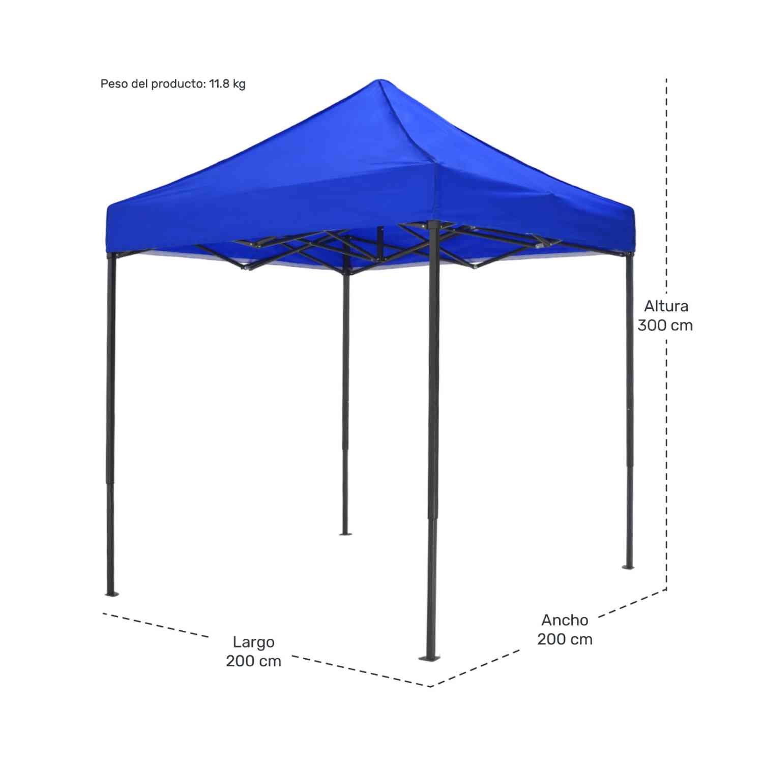 Foto 9 pulgar | Carpa Toldo 2x2 Plegable Jardimex con Maletín Impermeable 600d Azul