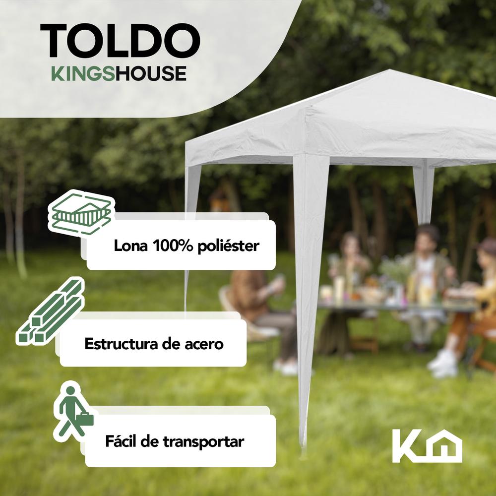 Foto 3 pulgar | Toldo Carpa 3x3 M Impermeable Acero Lona Para Jardin Blanco