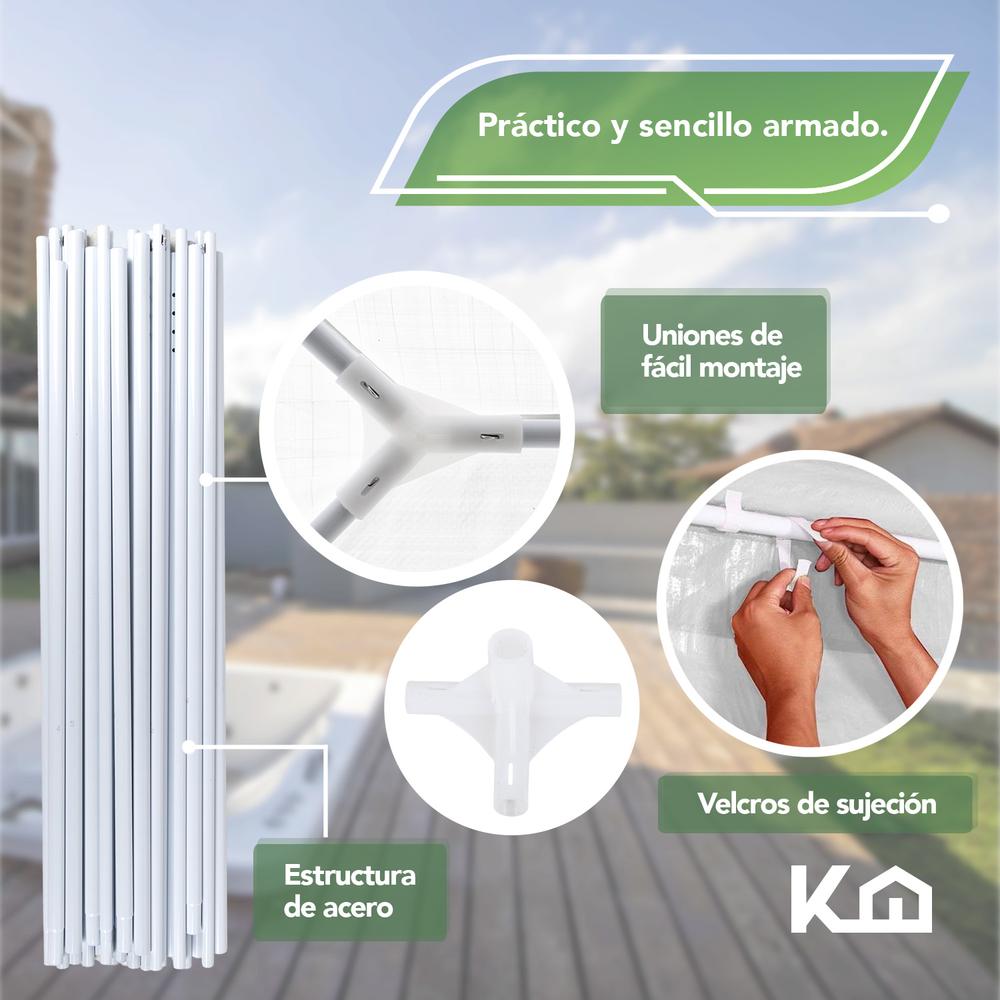 Foto 5 pulgar | Toldo Carpa 3x3 M Impermeable Acero Lona Para Jardin Blanco