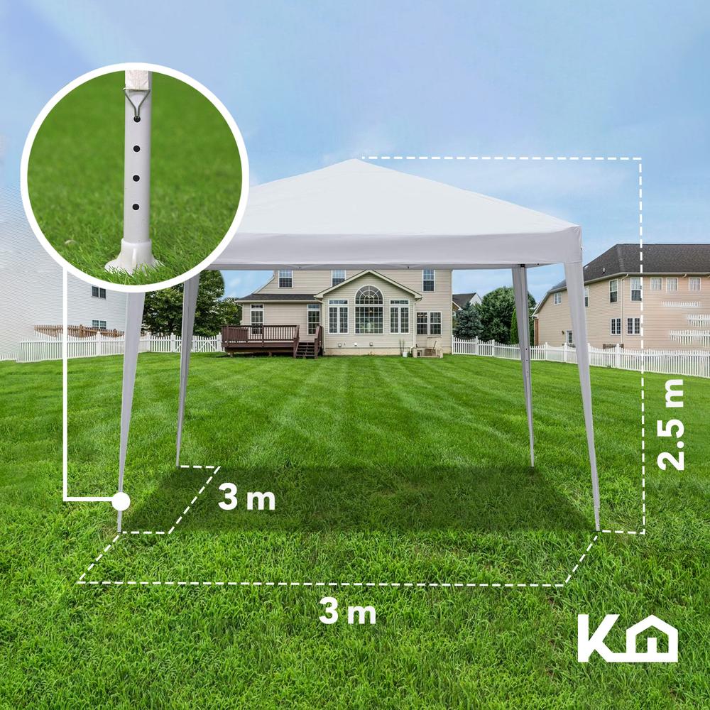 Foto 6 pulgar | Toldo Carpa 3x3 M Impermeable Acero Lona Para Jardin Blanco