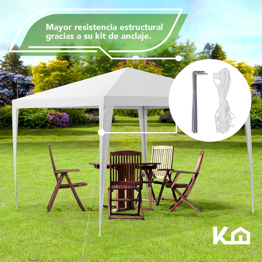 Foto 7 pulgar | Toldo Carpa 3x3 M Impermeable Acero Lona Para Jardin Blanco