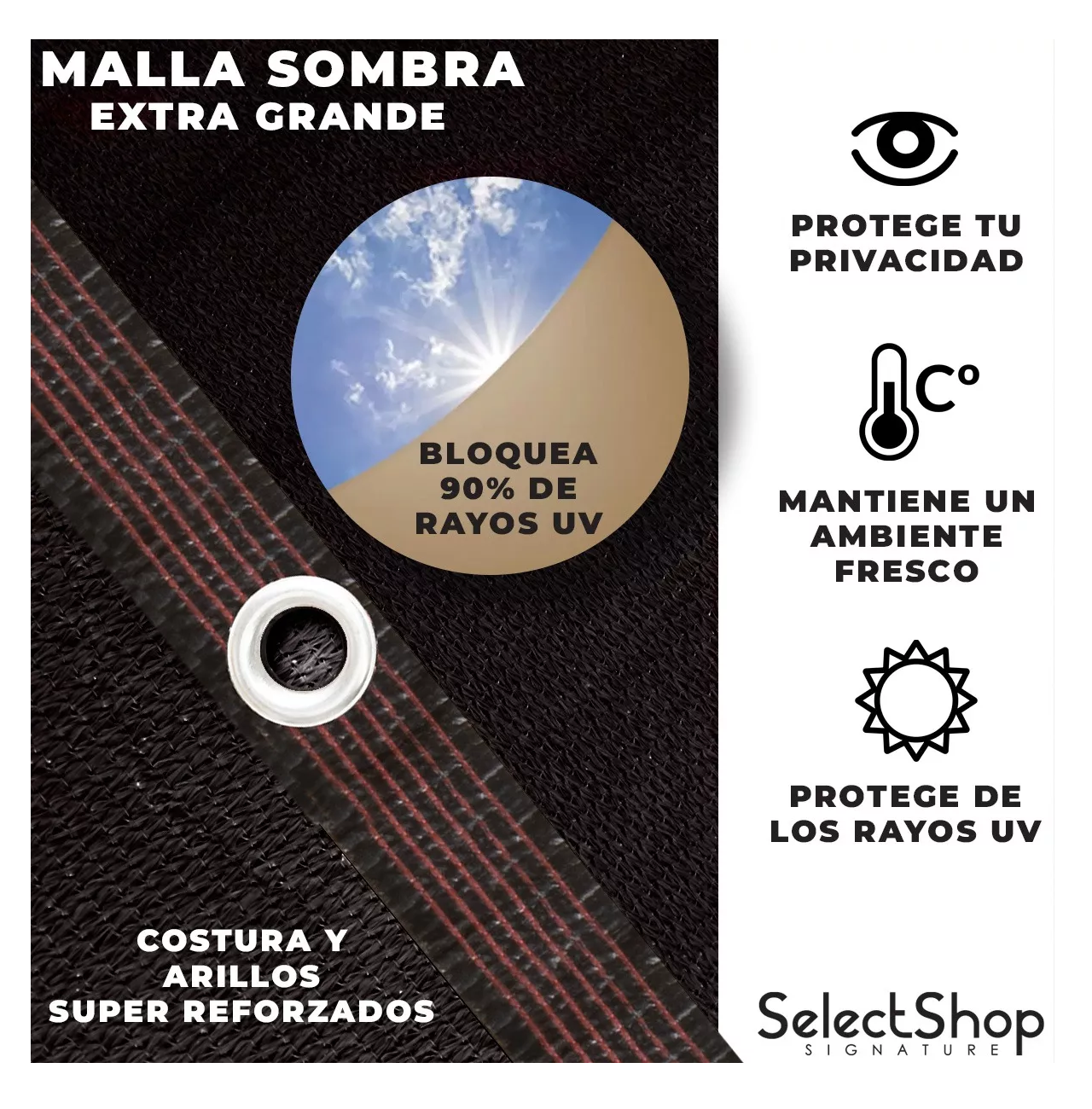 Foto 4 pulgar | Malla Sombra Exteriores 5x4 95% Bloqueo De Los Rayos Uv Weop Negro