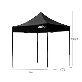 Foto 3 | Carpa Toldo Plegable 2x2 Impermeable Jardín 2 X 2 Color Negro
