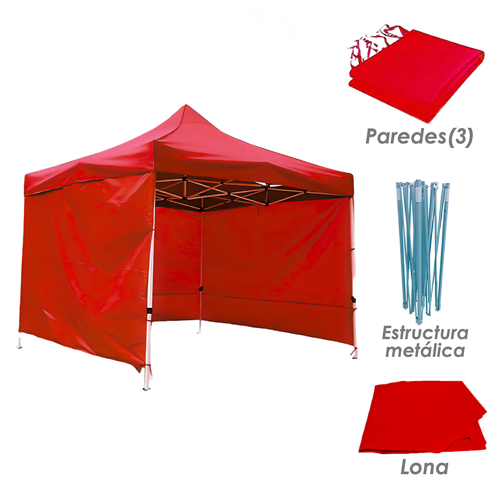 Foto 4 pulgar | Toldo Plegable con Paredes Ilios Innova 3x3 Rojo