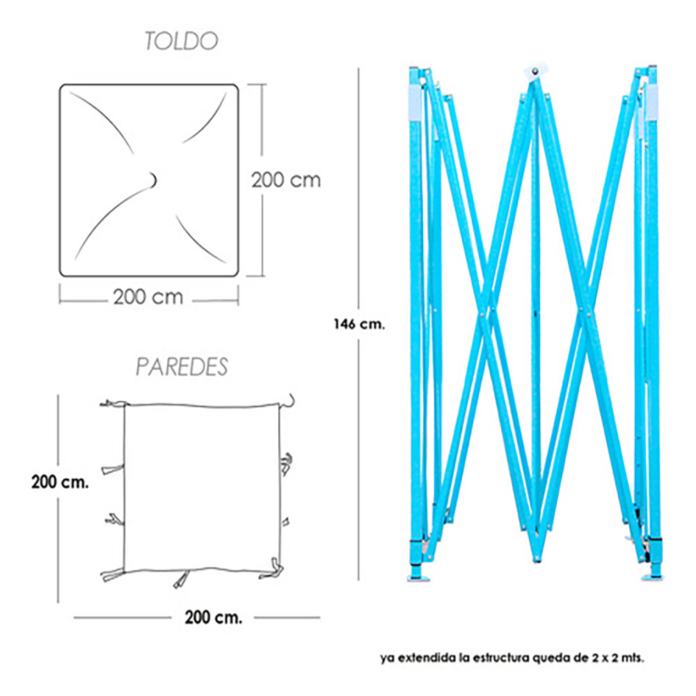 Foto 2 | Toldo Plegable Ilios Innova con Paredes 2 x 2 Blanco