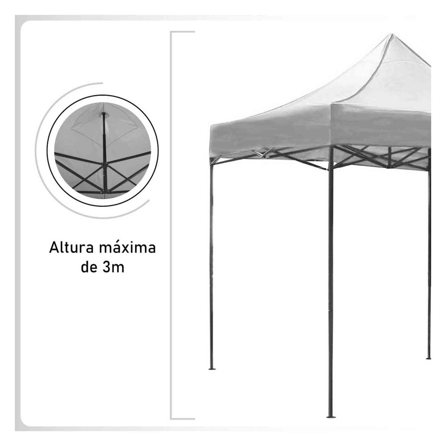 Foto 4 pulgar | Kit Jardimex Toldo Carpa 3x3 Blanco más Mesa Plegable 1.80 m