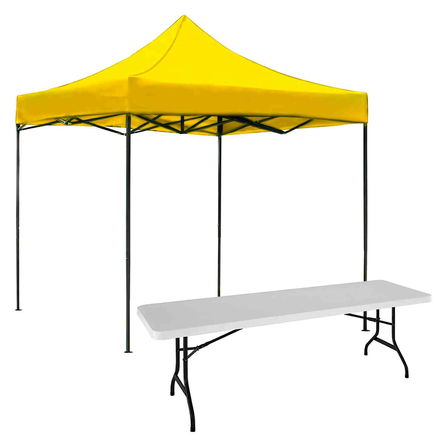 Foto 2 pulgar | Kit Toldo Carpa 3x3 Amarillo + Mesa Plegable 1.80 m Jardín Exterior