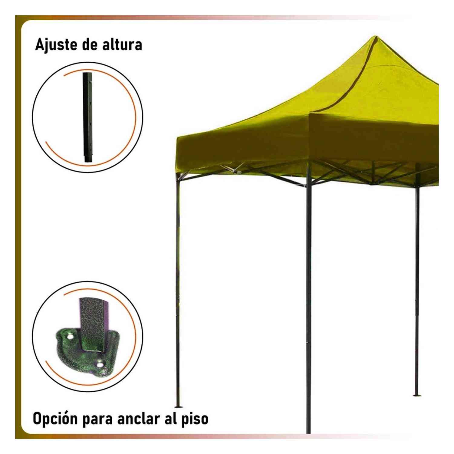 Foto 4 pulgar | Kit Toldo Carpa 3x3 Amarillo + Mesa Plegable 1.80 m Jardín Exterior