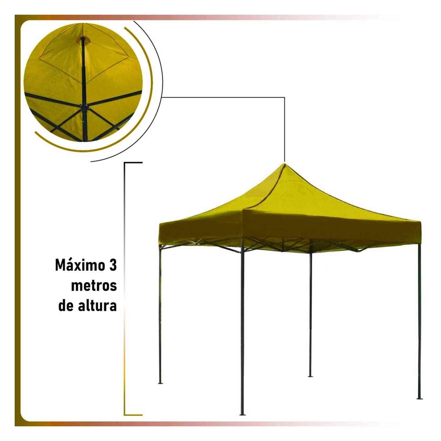 Foto 5 pulgar | Kit Toldo Carpa 3x3 Amarillo + Mesa Plegable 1.80 m Jardín Exterior