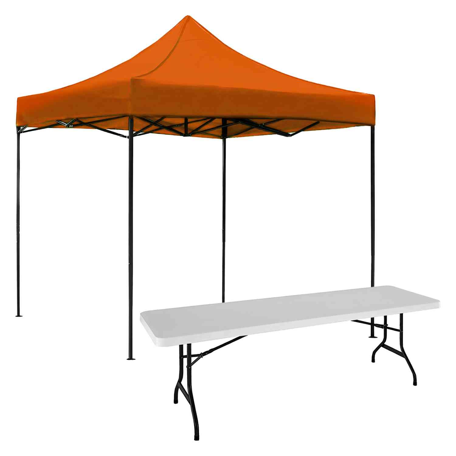 Kit Jardimex Toldo Carpa 3x3 Naranja más Mesa Plegable 1.80 m