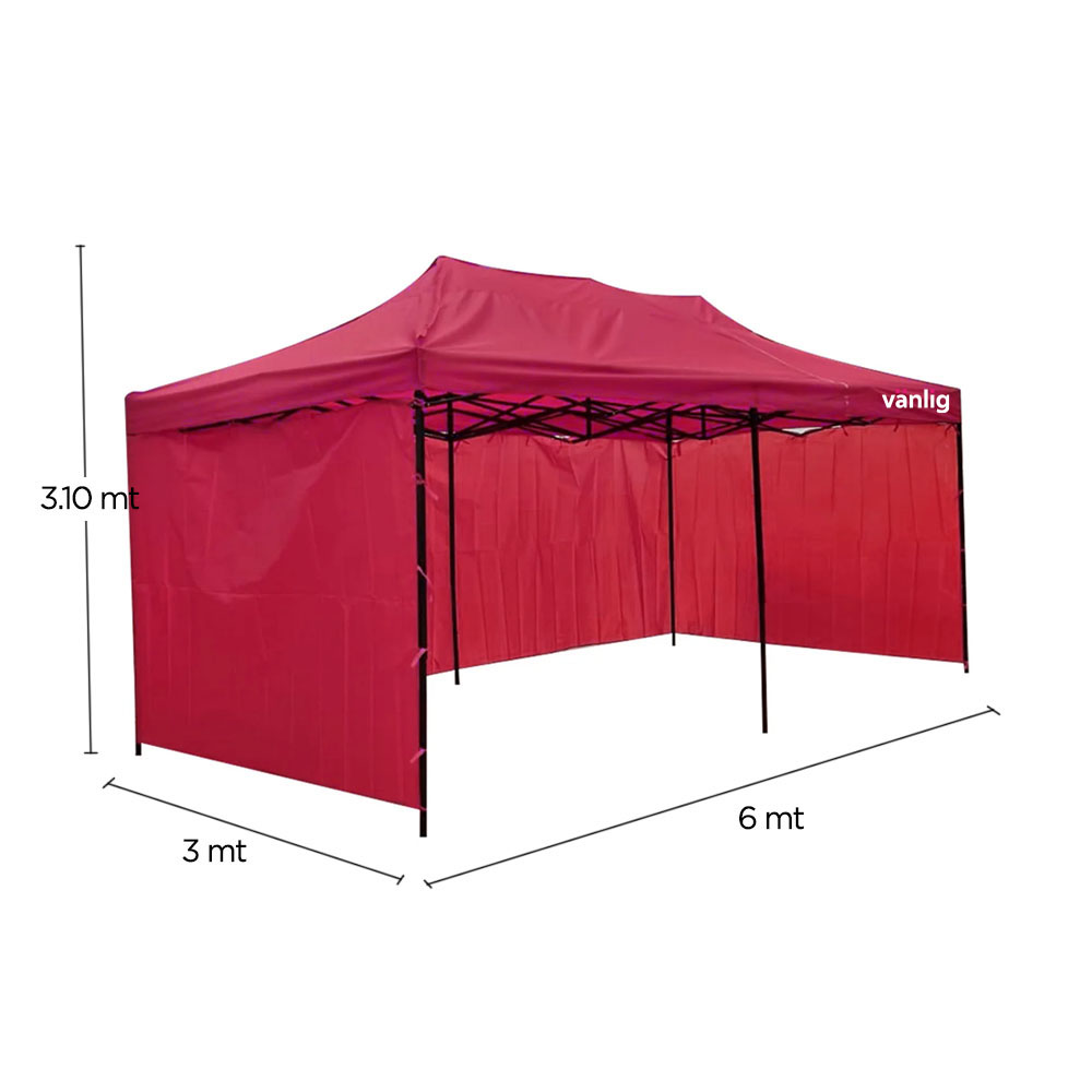 Foto 4 pulgar | Toldo Plegable Vanlig Rojo C/Paredes 6x3 m