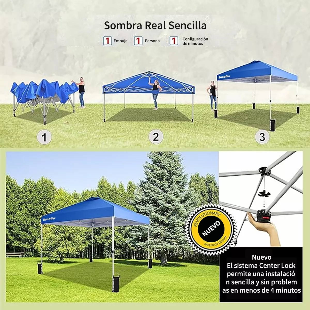 Foto 4 pulgar | Toldo Carpa Impermeable Plegable Acero 3x3m Bolsa De Peso Eo Safe Imports Esi-16374 Multicolor